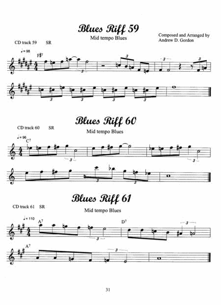 100 Ultimate Blues Riffs - for Tenor Sax and "Bb" Instruments by Andrew D. Gordon Tenor Saxophone - Sheet Music