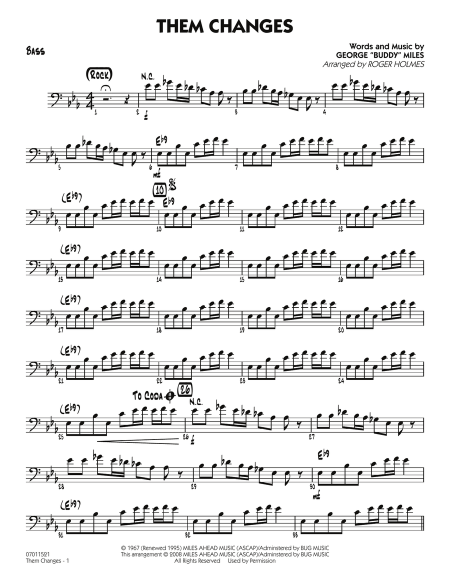 Them Changes - Bass Jazz Ensemble scores gallery preview page 1