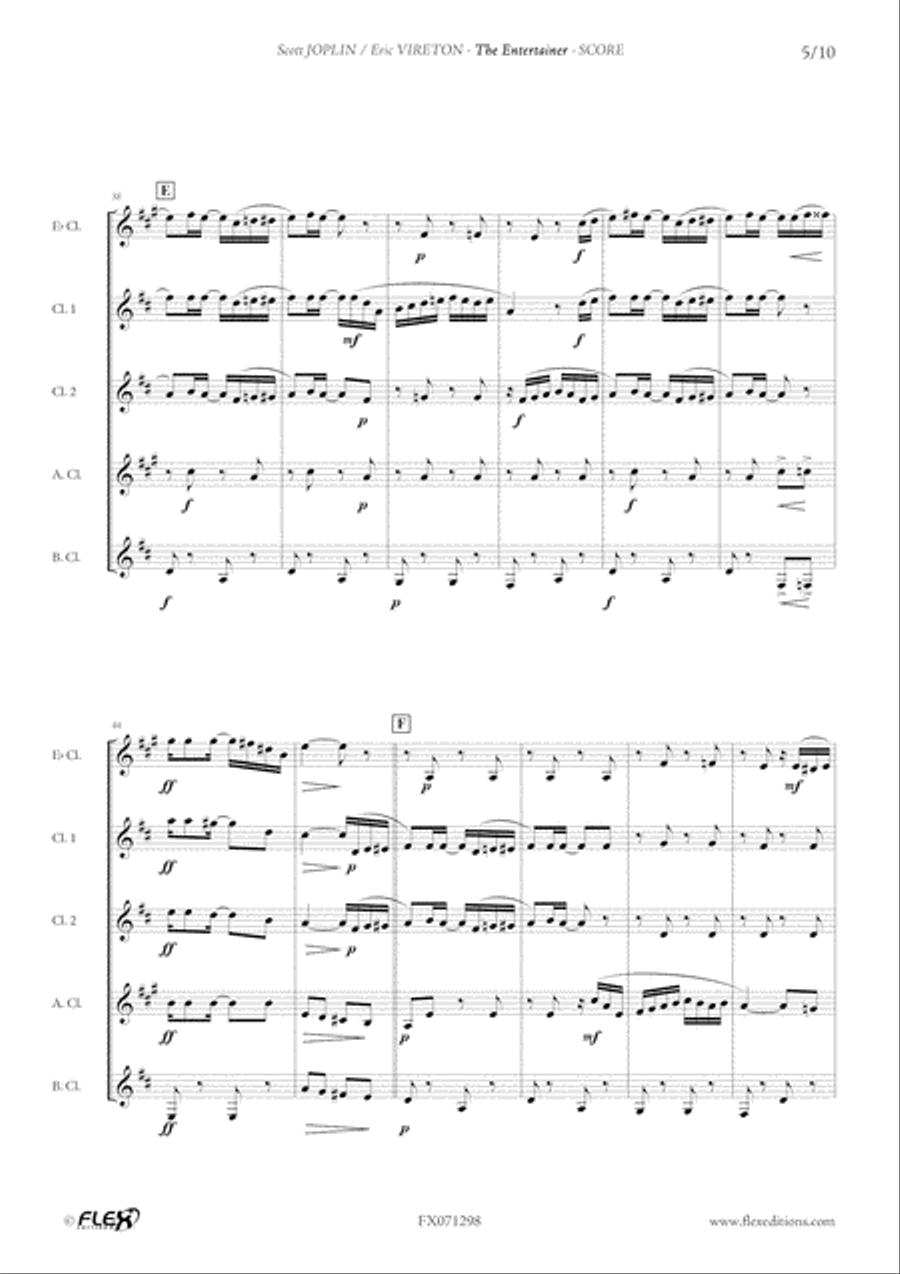 The Entertainer Clarinet Quintet scores gallery preview page 5