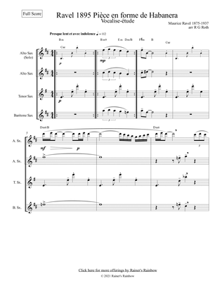 Book cover for Ravel Vocalise Etude En Form Habanera Sax Quartet