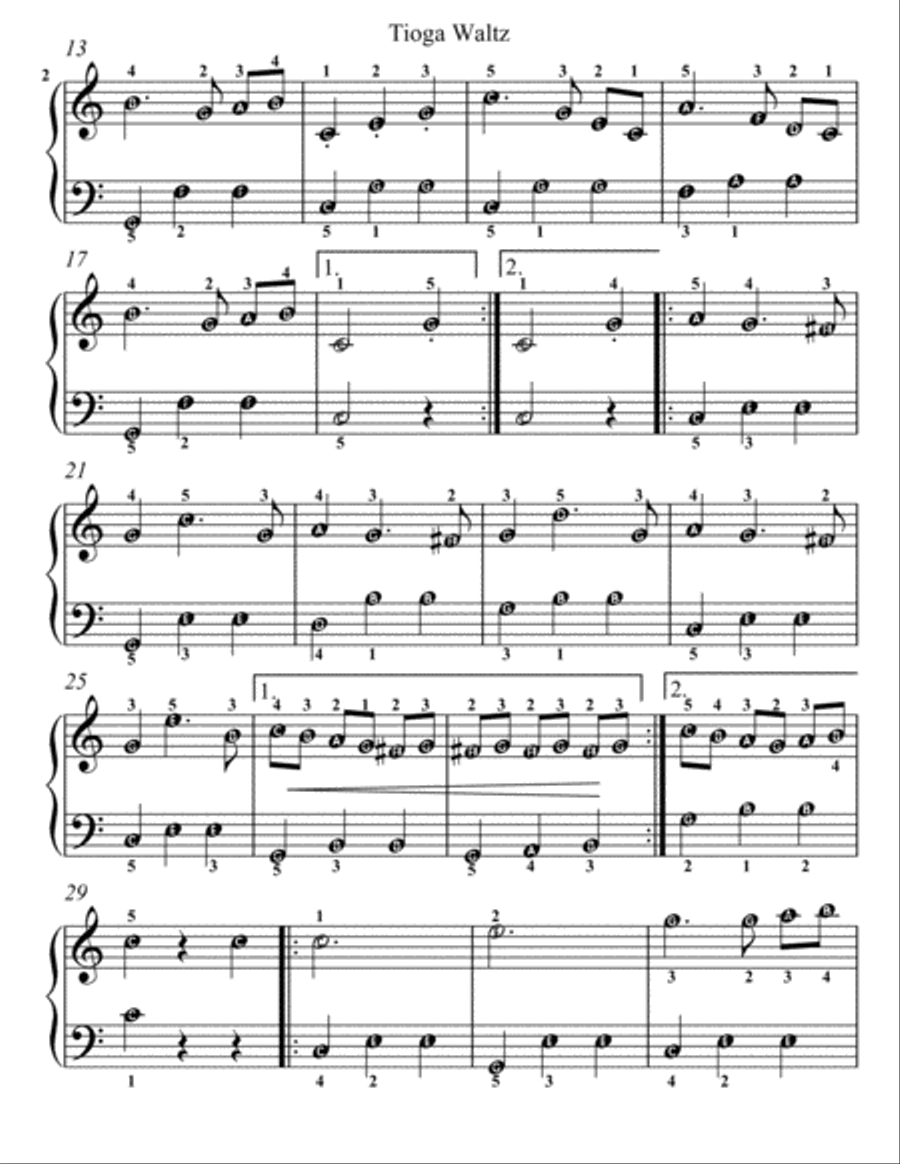 Tioga Waltz Easy Piano Sheet Music Easy Piano scores gallery preview page 3