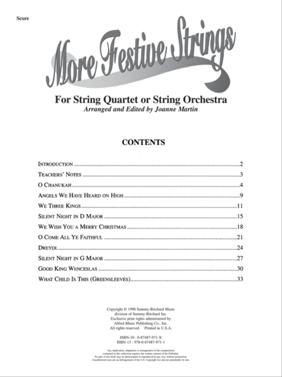More Festive Strings for String Quartet or String Orchestra String Quartet scores gallery preview page 7