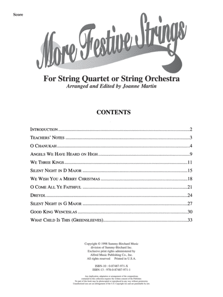 More Festive Strings for String Quartet or String Orchestra