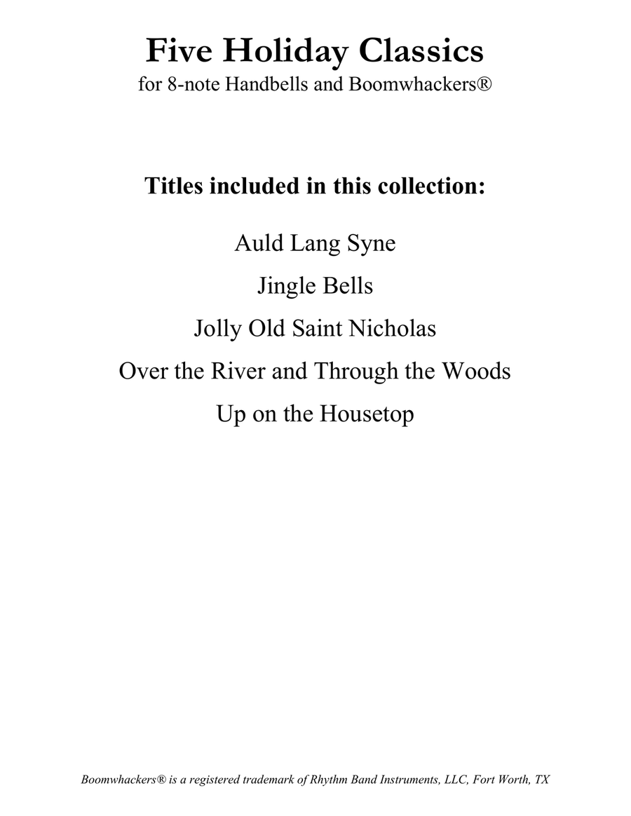 Five Holiday Classics (for 8-note Bells and Boomwhackers with Color Coded Notes) Handbell Choir scores gallery preview page 2