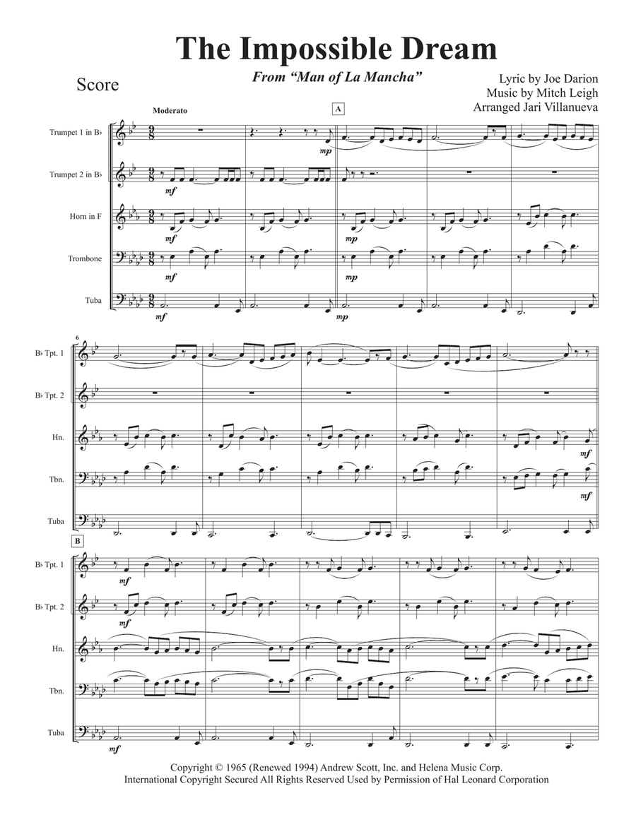 The Impossible Dream Brass Ensemble scores gallery preview page 2