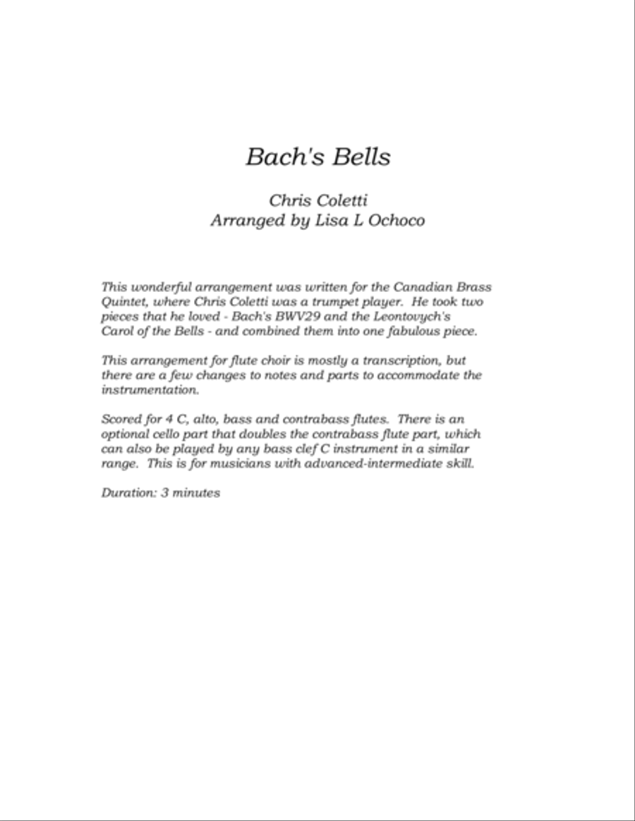 Bach's Bells Flute Choir scores gallery preview page 4