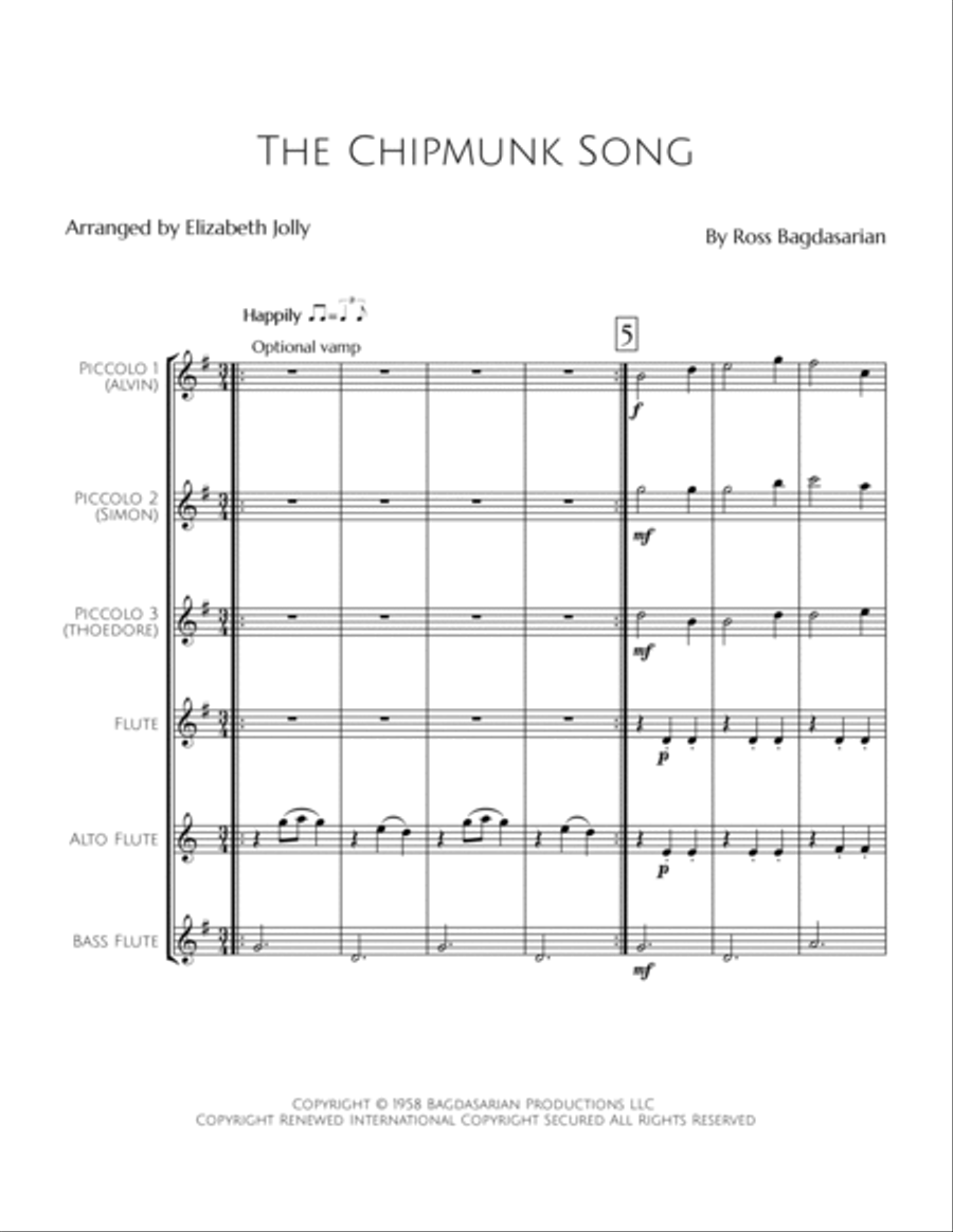 The Chipmunk Song Woodwind Ensemble scores gallery preview page 2