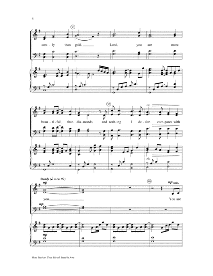 More Precious Than Silver with I Stand in Awe 4-Part scores gallery preview page 4