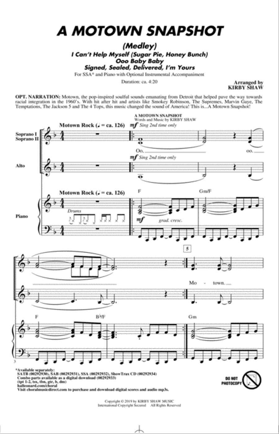 A Motown Snapshot (Medley) SSA scores gallery preview page 1