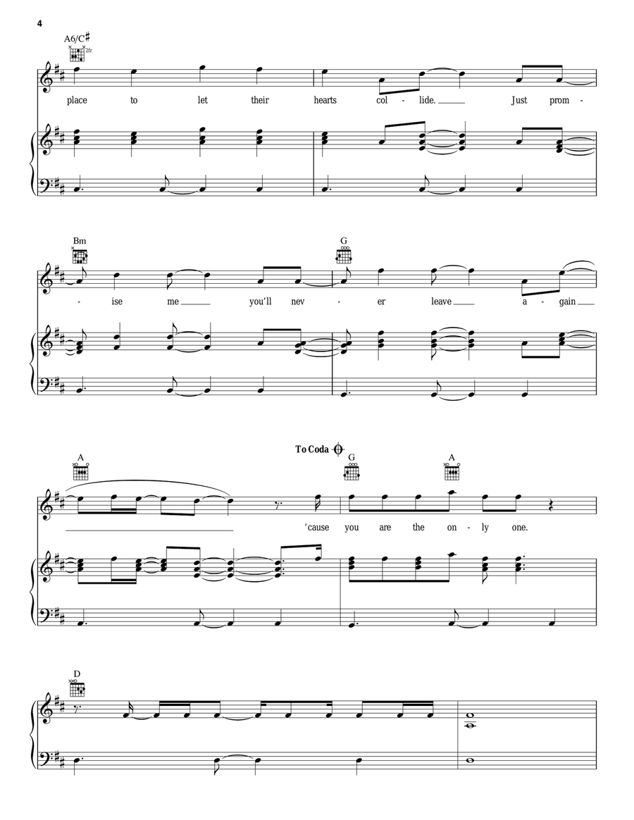 One Piano, Vocal, Guitar scores gallery preview page 4