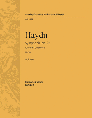 Book cover for Symphony No. 92 in G major Hob I:92