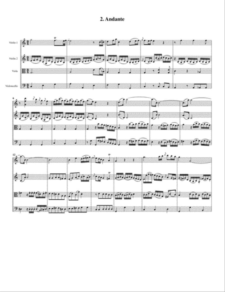 Divertimento, K.138 (original version for string quartet) String Quartet scores gallery preview page 6