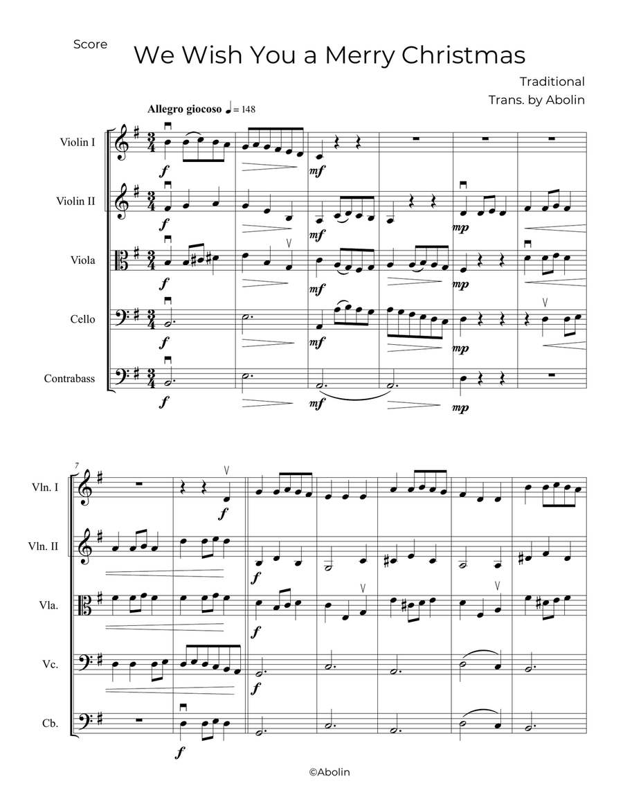 We Wish You a Merry Christmas - String Orchestra String Orchestra scores gallery preview page 2