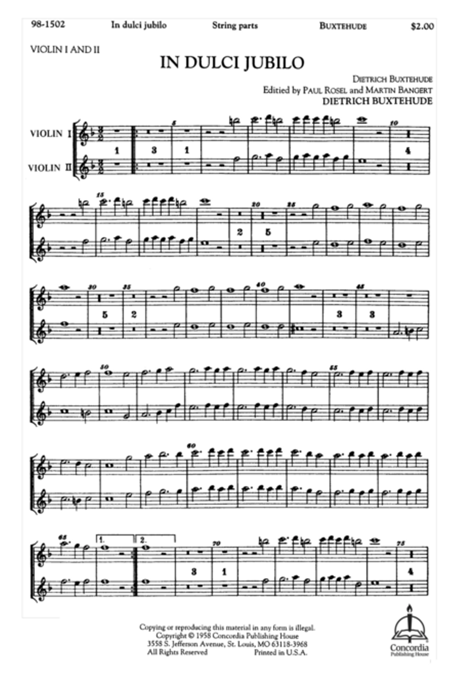 In dulci jubilo / Now Sing We, Now Rejoice (Violin 1 & 2) Choir scores gallery preview page 2