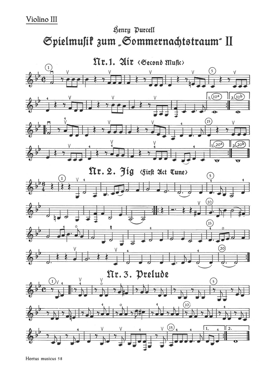 Spielmusik zum Sommernachtstraum. Heft 2 (Nr. 1 - 9) Violin scores gallery preview page 1