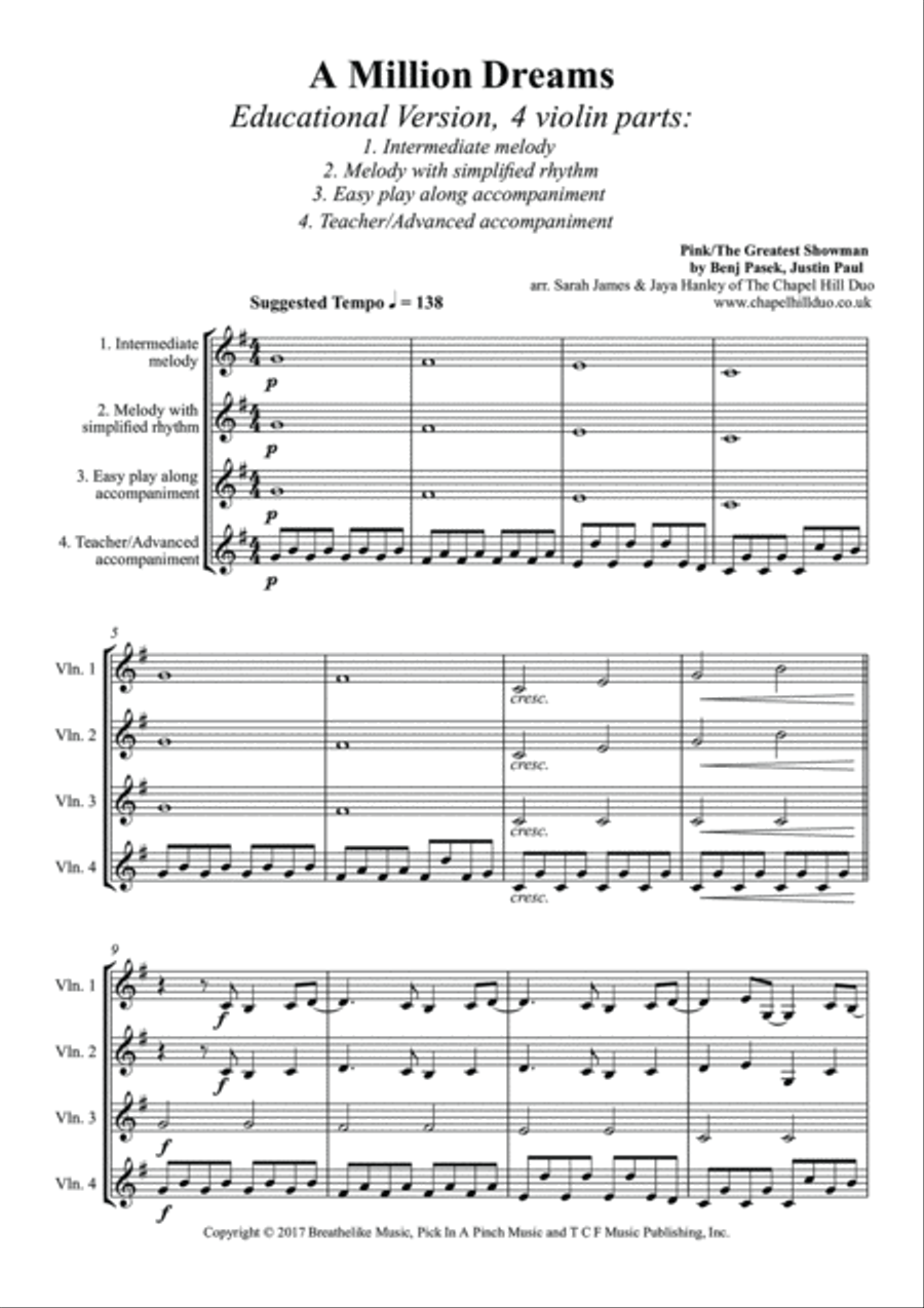 A Million Dreams String Trio scores gallery preview page 3