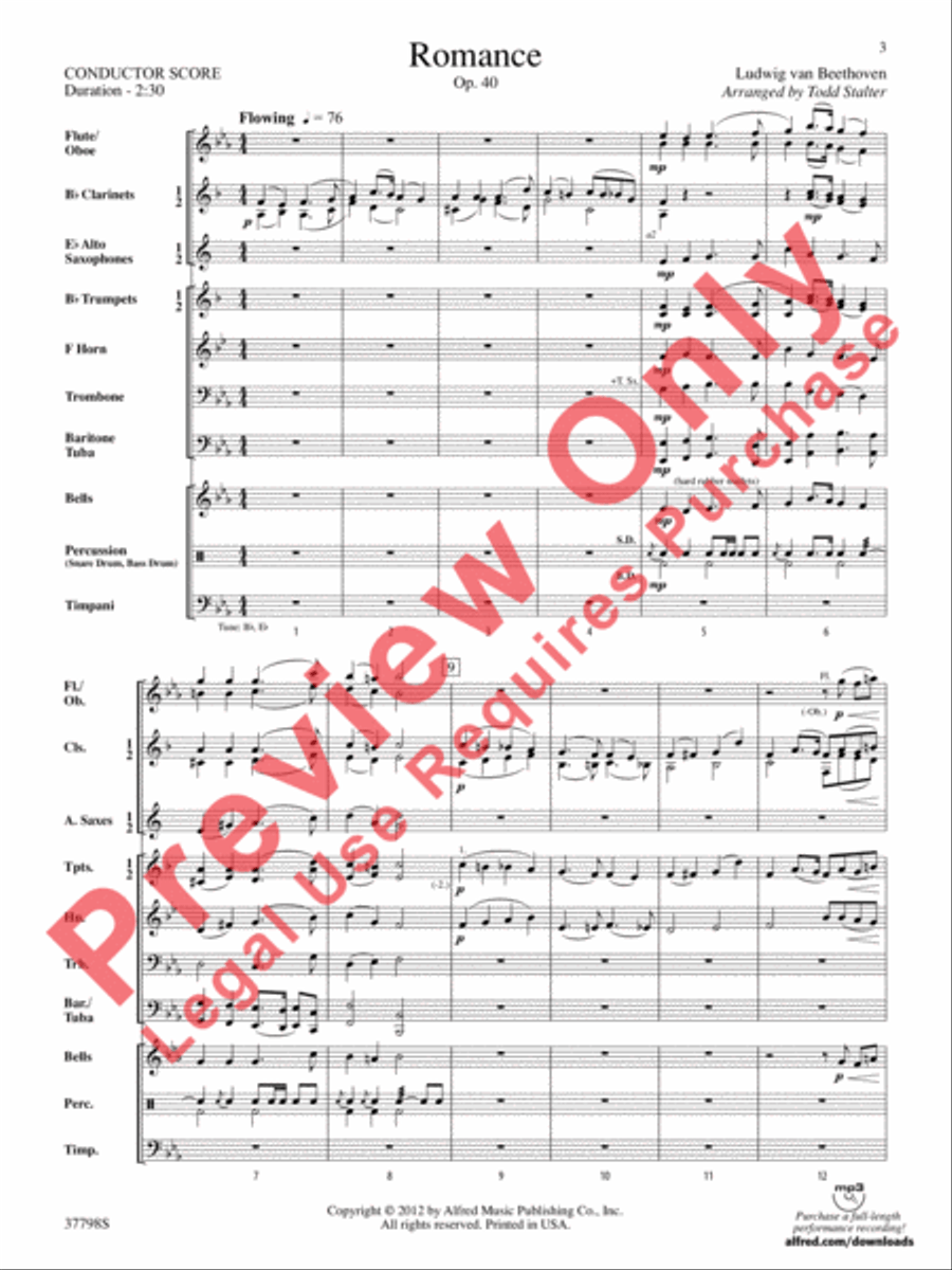 Romance, Opus 40 Concert Band scores gallery preview page 3