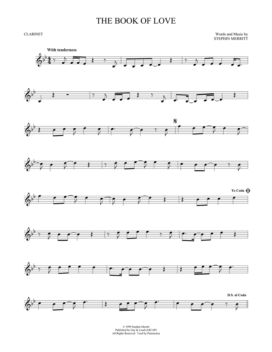 The Book Of Love The Book Of Love Clarinet Solo scores gallery preview page 1