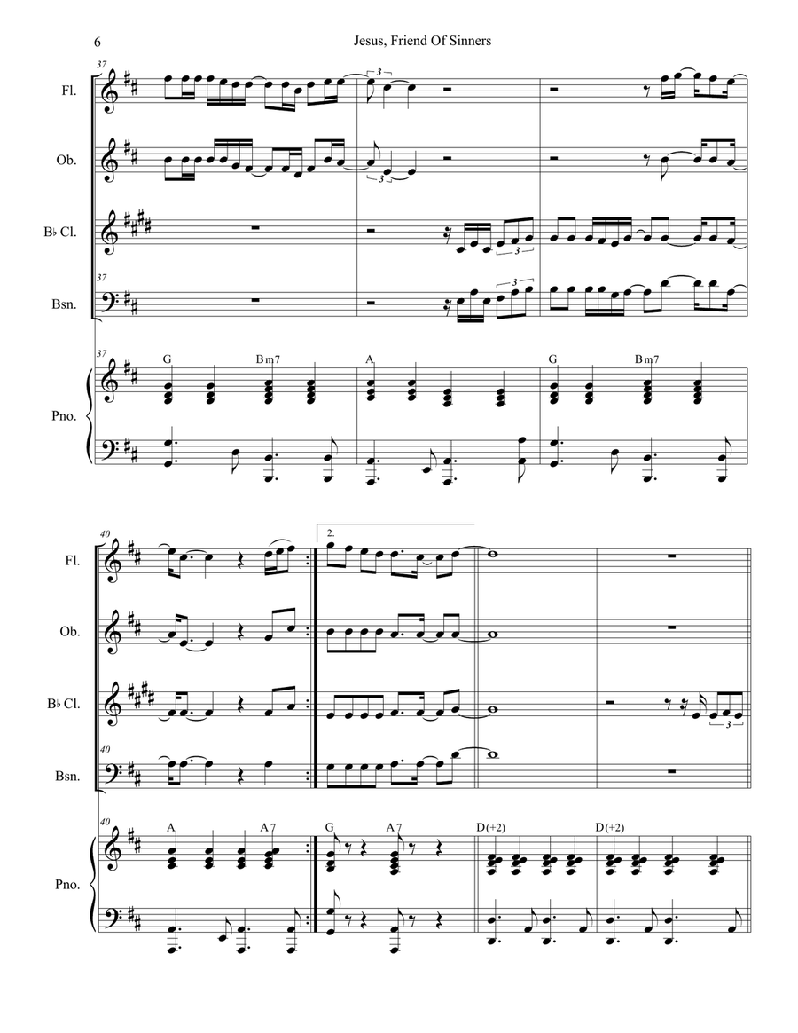 Jesus, Friend Of Sinners Woodwind Quartet scores gallery preview page 6