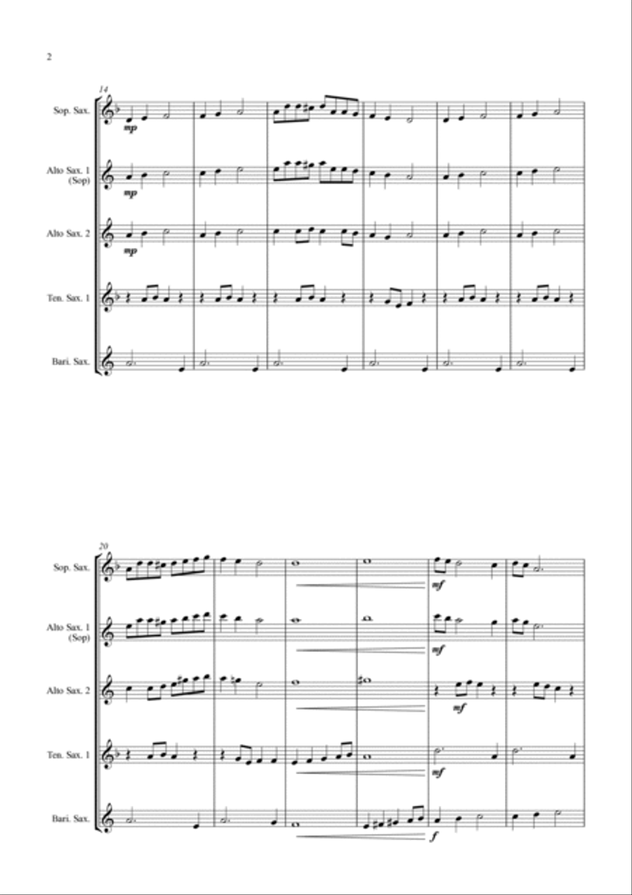 Ah Poor Bird - for SATB or AATB Saxophone Quartet Saxophone Quartet scores gallery preview page 6