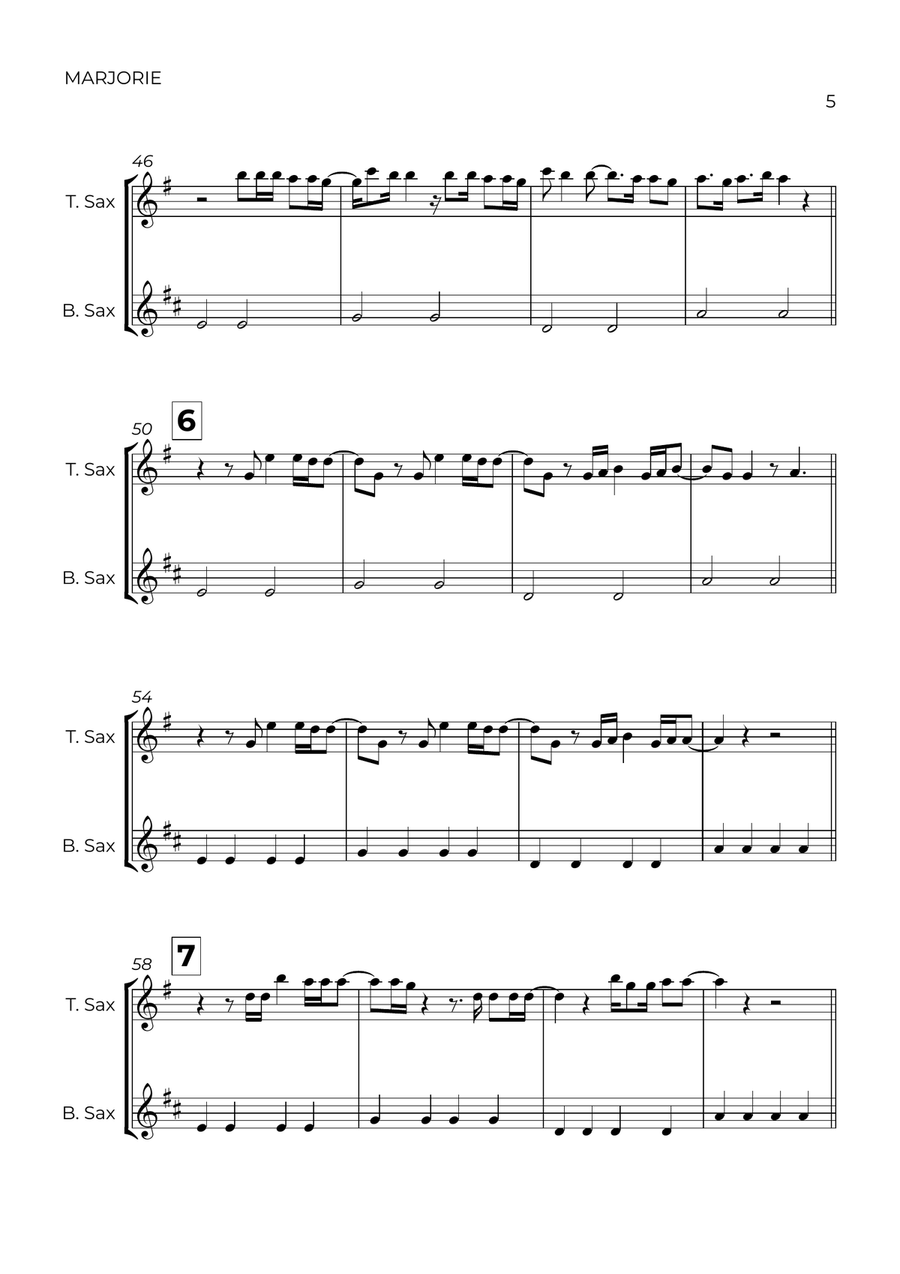 Marjorie Tenor Saxophone scores gallery preview page 5
