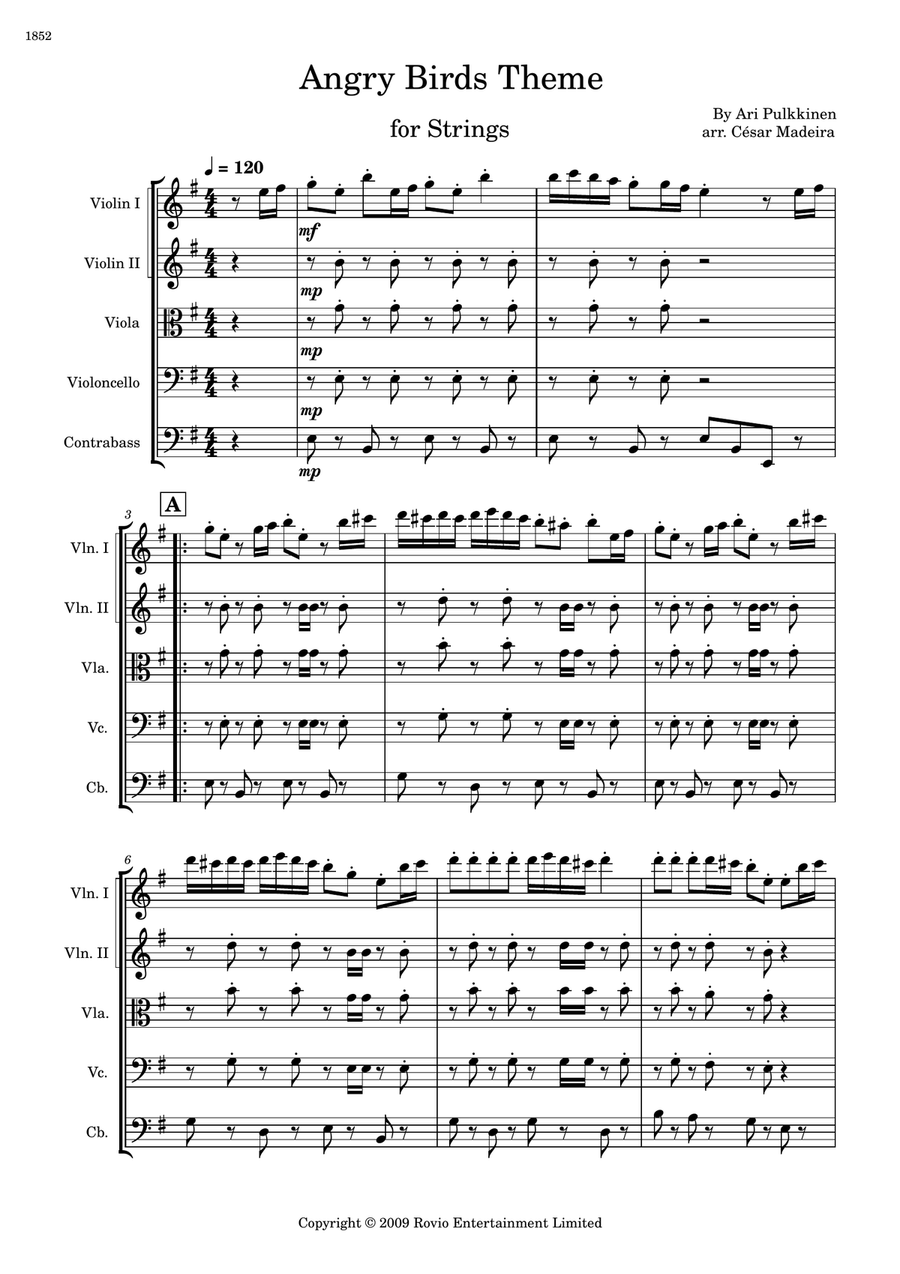 Angry Birds Theme - Score Only Angry Birds Theme - Score Only Chamber Music scores gallery preview page 2