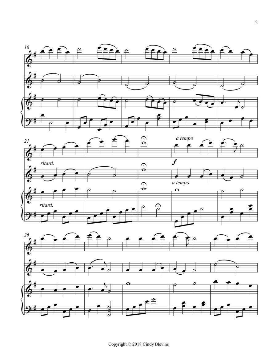 Angels We Have Heard On High, for Piano, Flute and Violin Flute scores gallery preview page 3