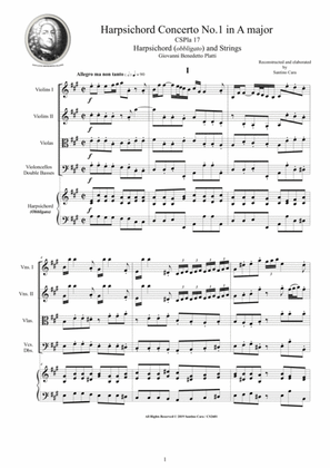 Book cover for Platti - Harpsichord Concerto No.1 in A major CSPla18 for Harpsichord and Strings