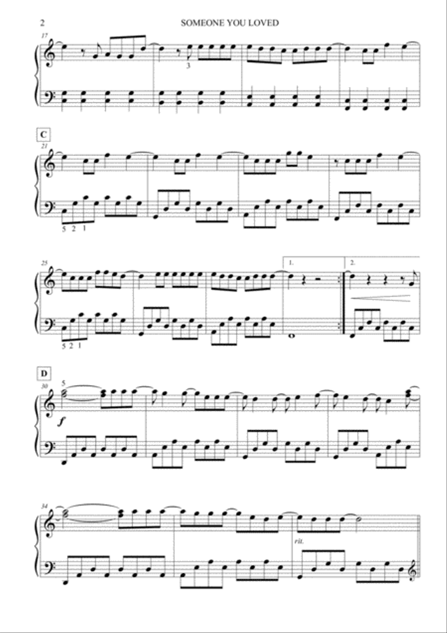 Someone You Loved Piano Solo scores gallery preview page 2