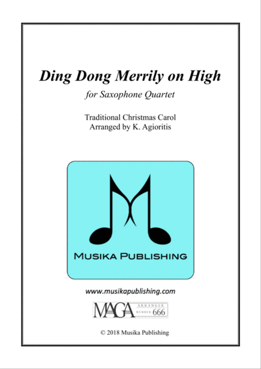 Ding Dong Merrily on High - for Saxophone Quartet Saxophone Quartet scores gallery preview page 1