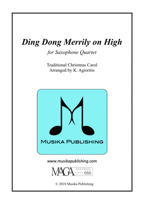 Book cover for Ding Dong Merrily on High - for Saxophone Quartet
