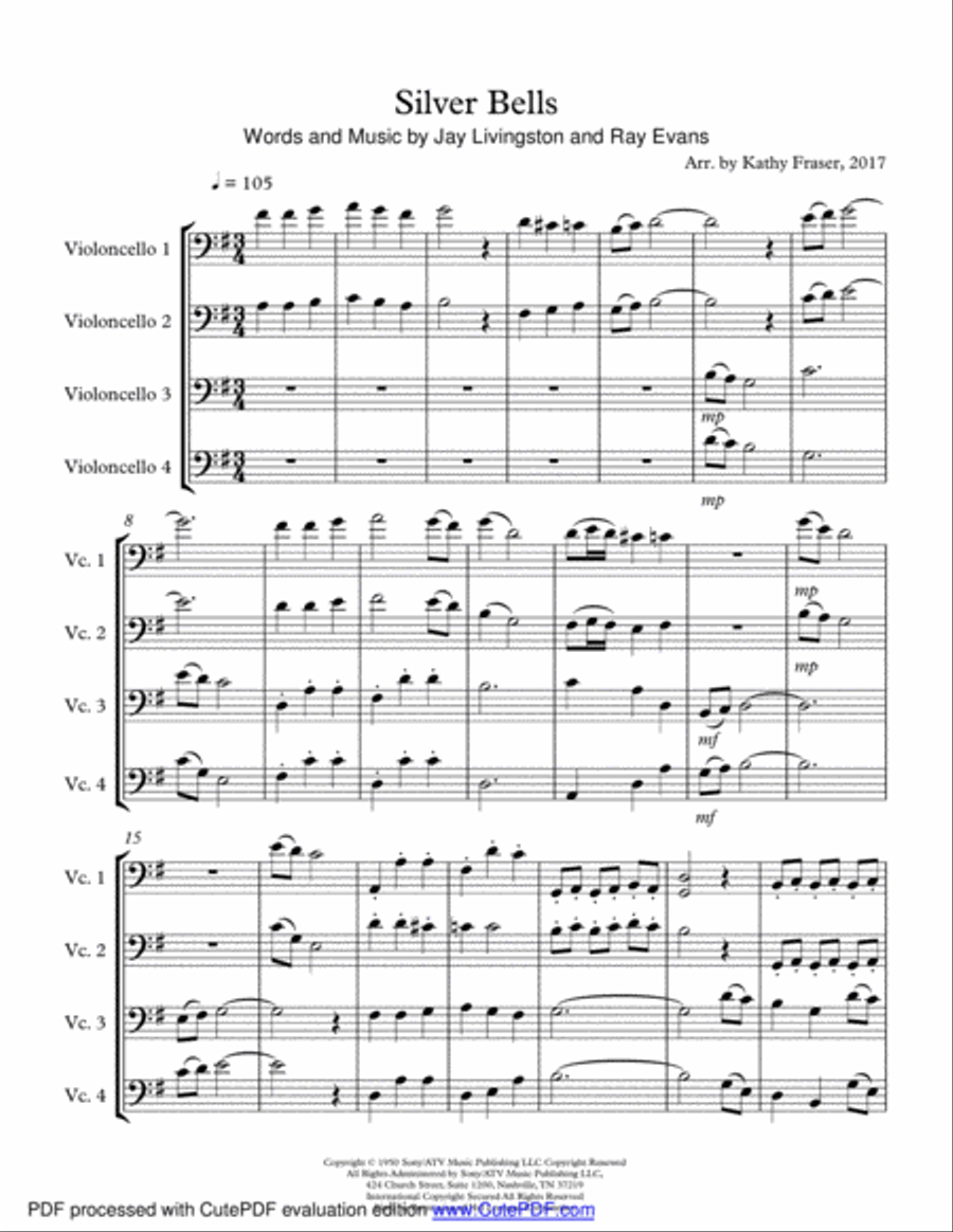 Silver Bells Silver Bells Cello scores gallery preview page 1