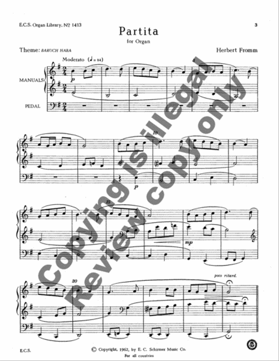 Partita on Baruch Haba Partita on Baruch Haba Organ scores gallery preview page 3