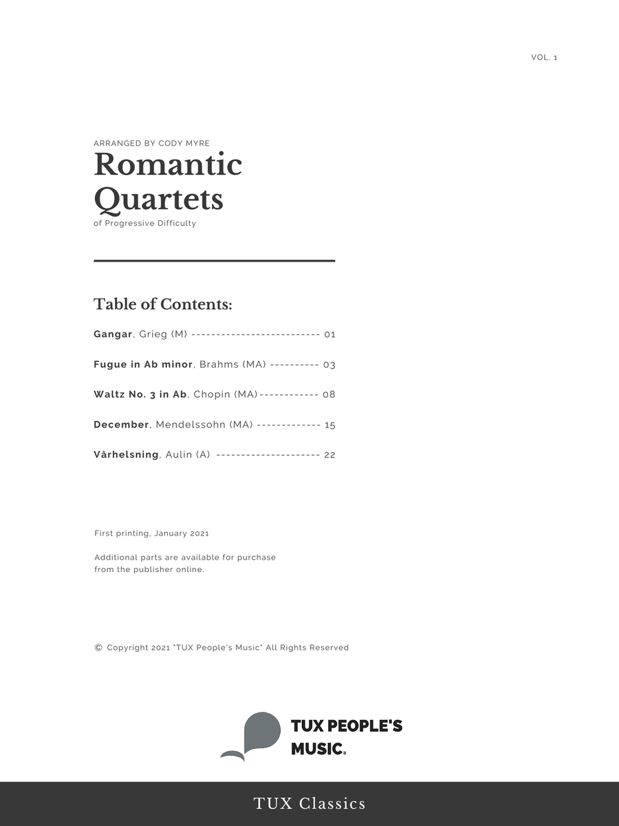 Romantic Quartets of Progressive Difficulty, Volume 1 Woodwind Quartet scores gallery preview page 2