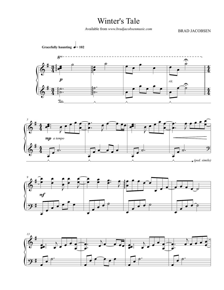 Winter's Tale Winter's Tale Piano Solo scores gallery preview page 1