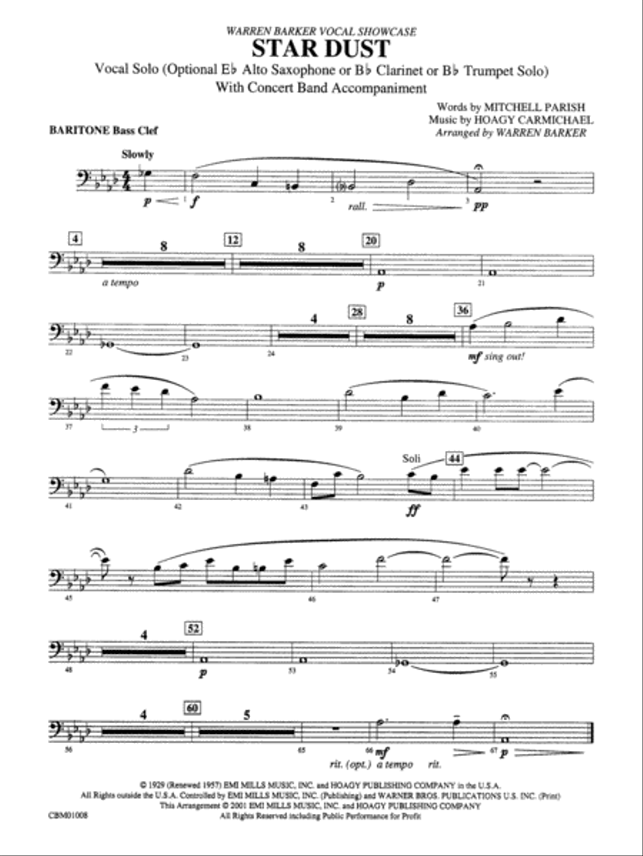 Star Dust: Baritone B.C. Concert Band scores gallery preview page 1