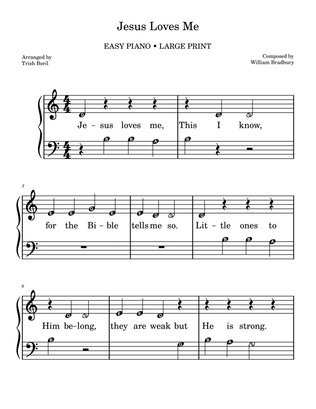 Jesus Loves Me • LARGE PRINT • INCLUDES NOTE NAMES • EASY PIANO