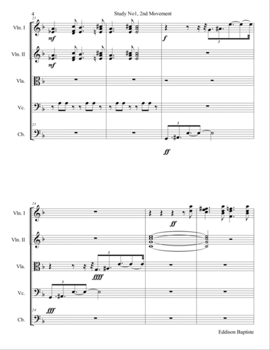 Study No1, 2nd Movement ADAGIO DOLORE String Orchestra scores gallery preview page 4
