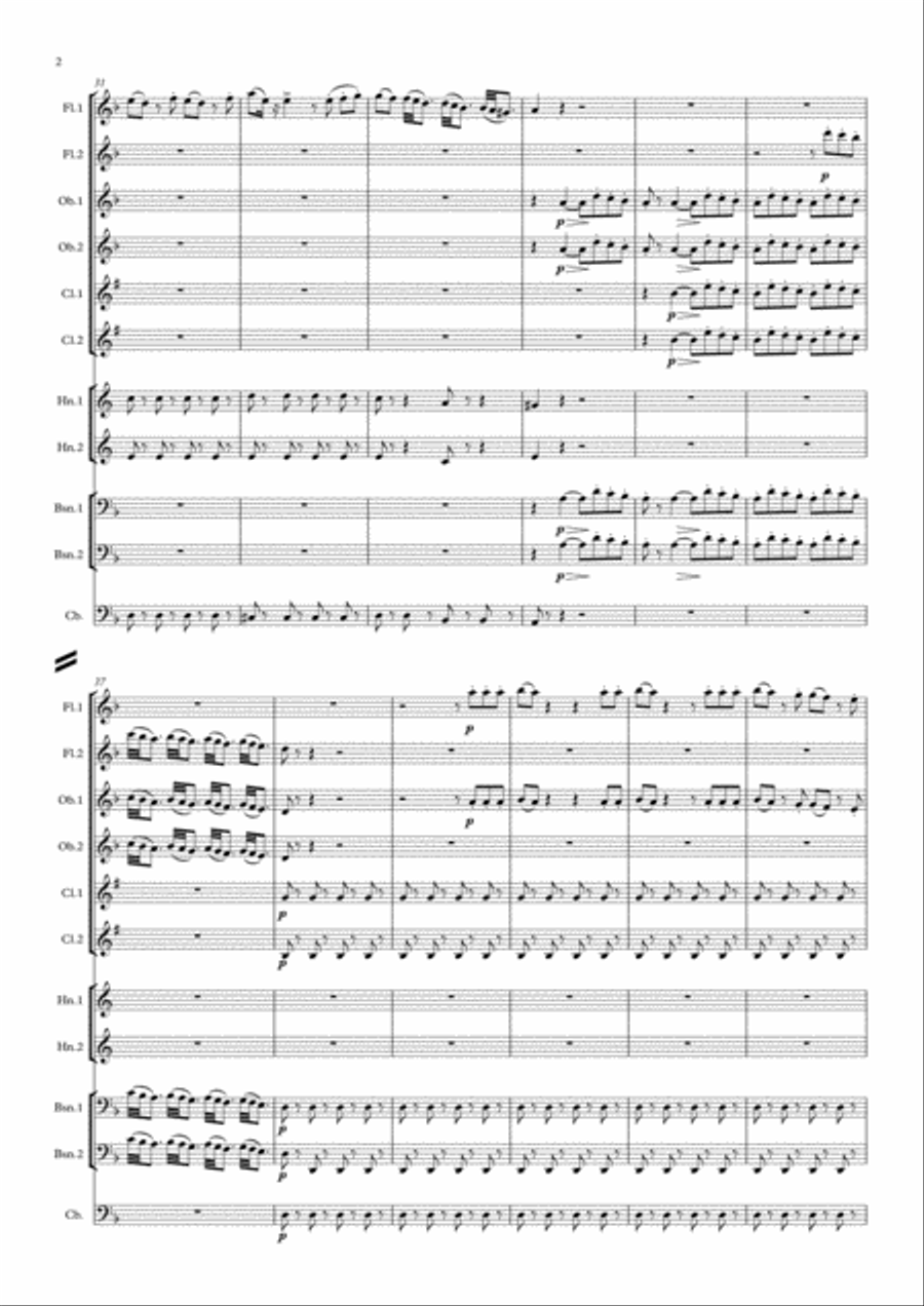 Rossini: The Barber of Seville Overture (extract) - symphonic wind dectet and bass Woodwind Quintet scores gallery preview page 2