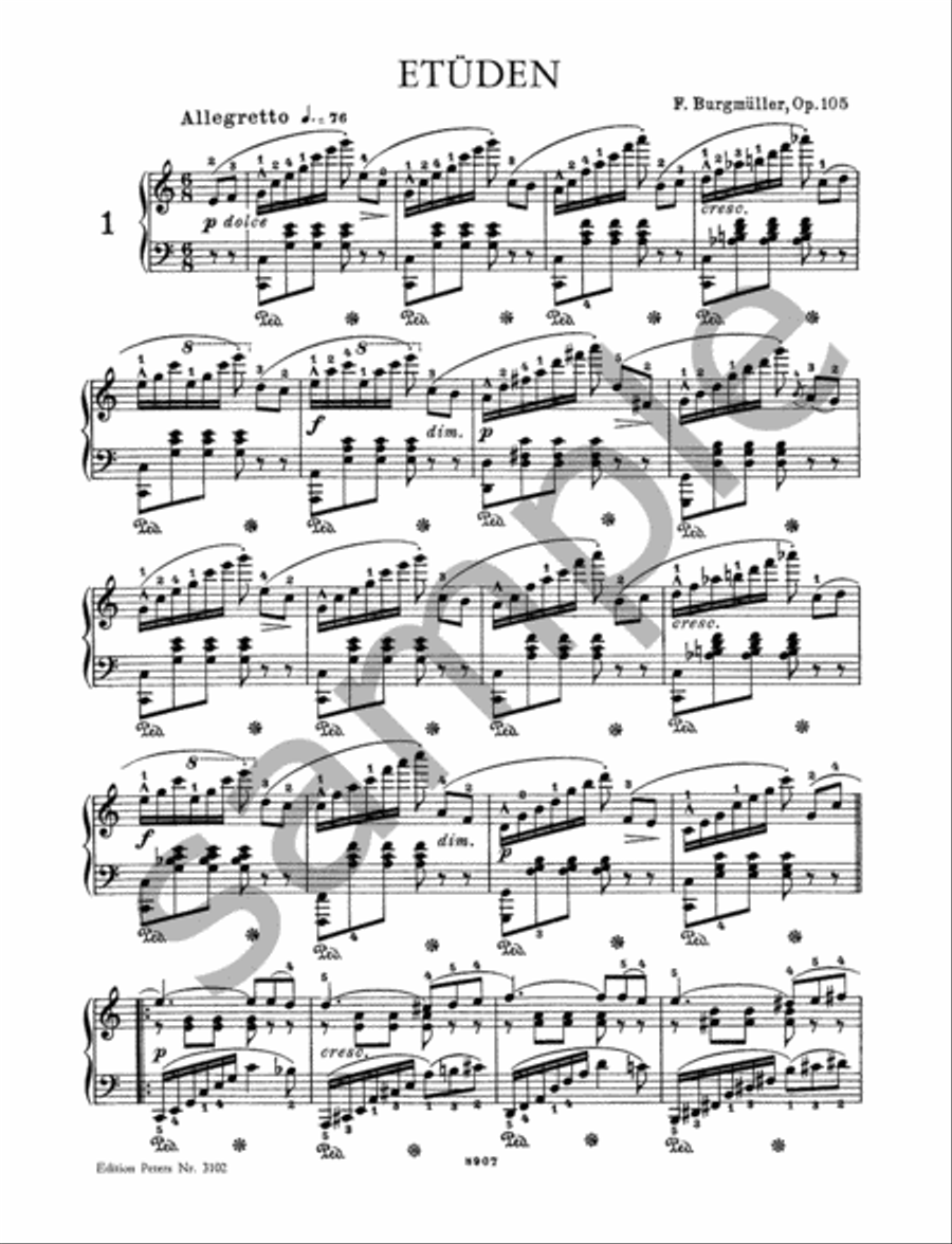 12 Études (Brilliant and Melodious Studies) Op. 105 for Piano Piano Method scores gallery preview page 3