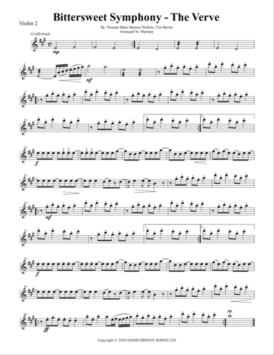 Bittersweet Symphony String Quartet scores gallery preview page 2