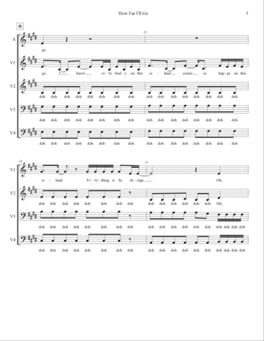 How Far I'll Go 4-Part scores gallery preview page 5