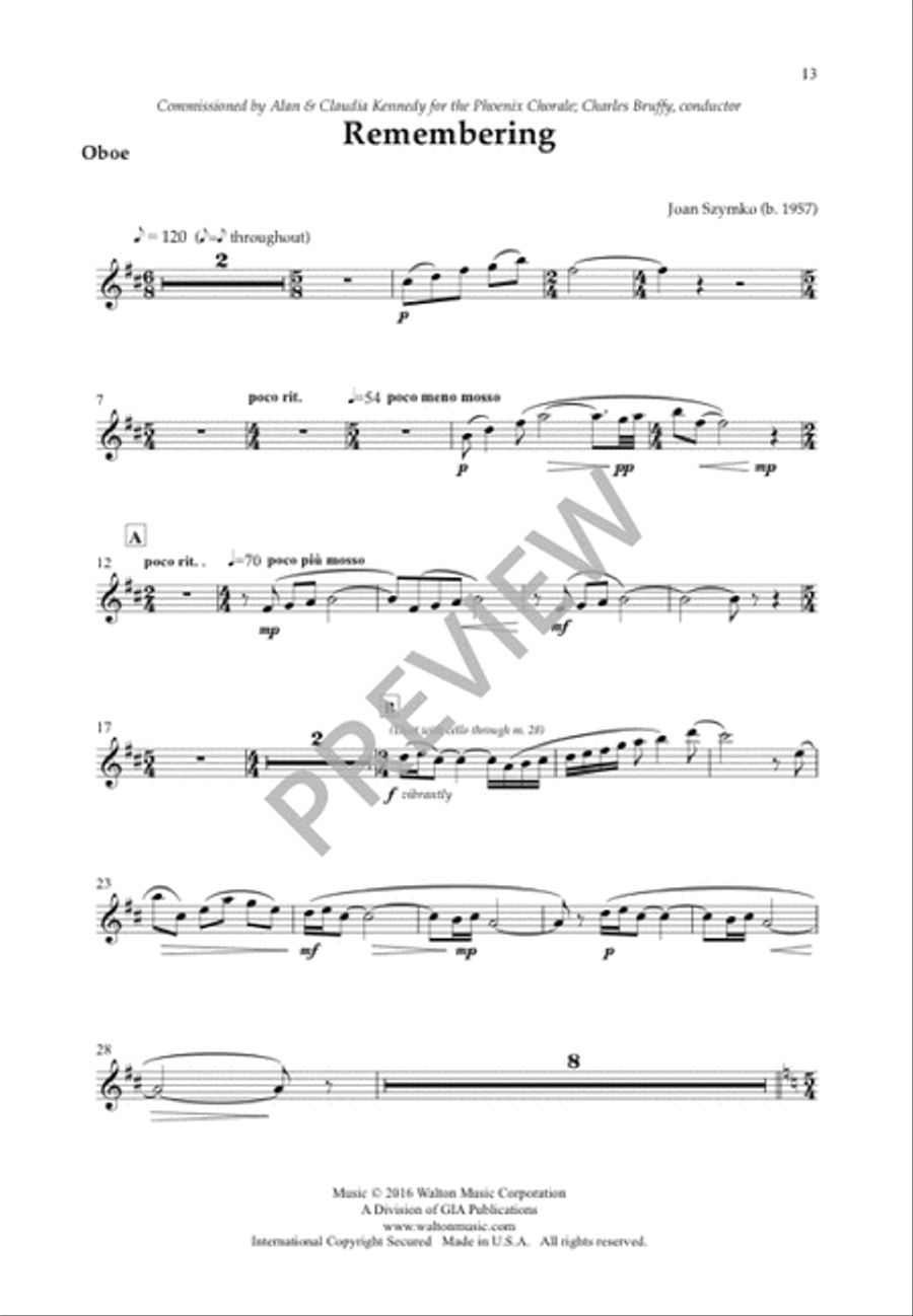 Remembering Remembering 4-Part scores gallery preview page 14