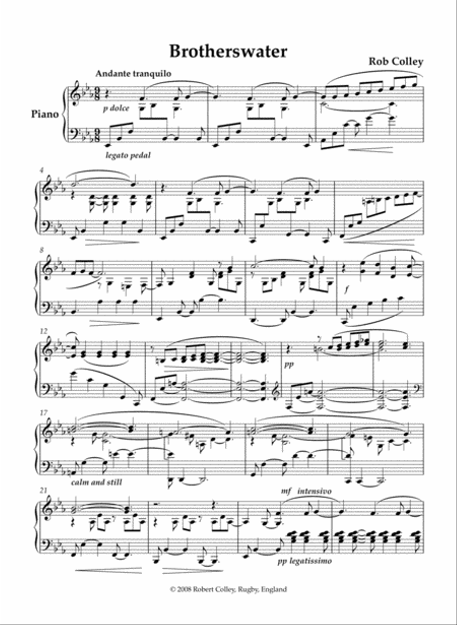 Brotherswater Piano Solo scores gallery preview page 1