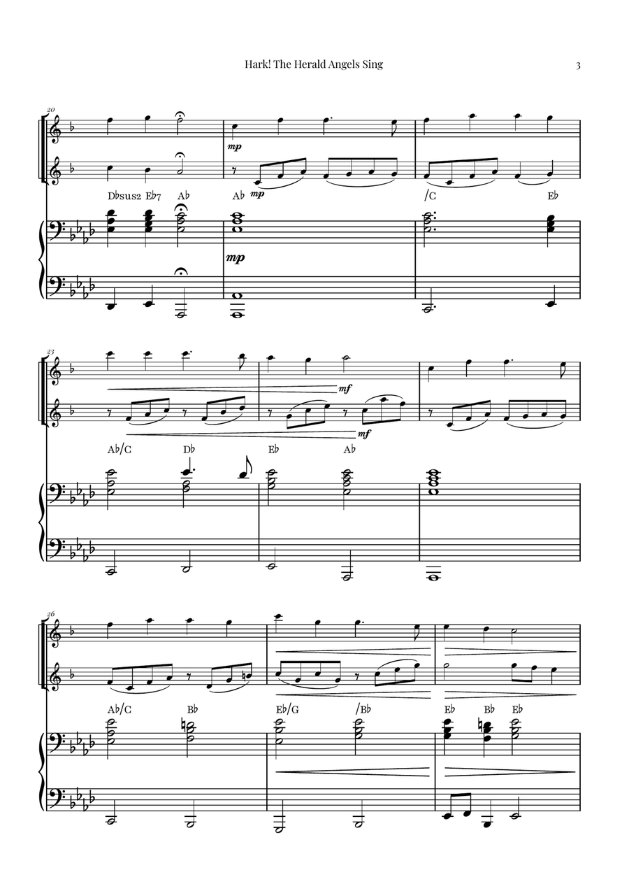 Hark! The Herald Angels Sing - Christmas Carol Duet Woodwind Duet scores gallery preview page 3