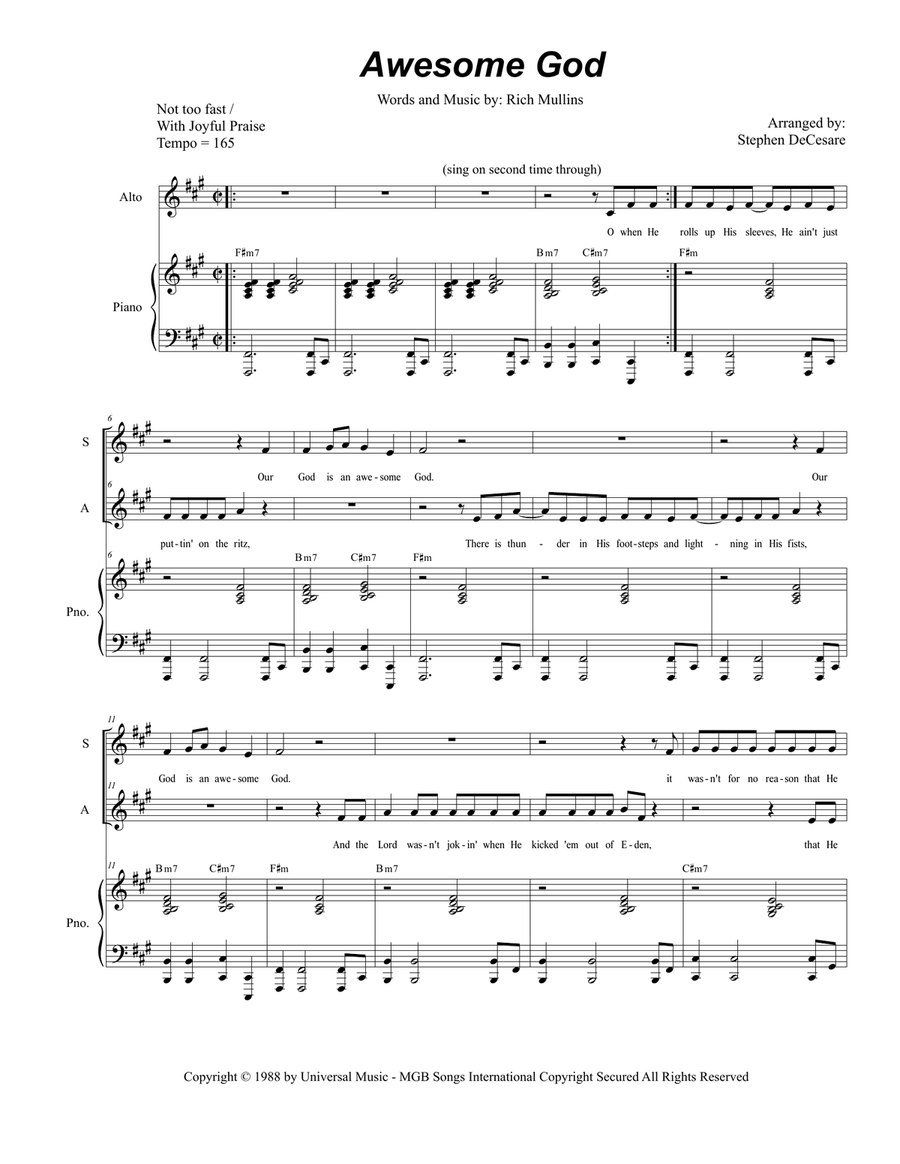 Awesome God Alto Voice scores gallery preview page 1