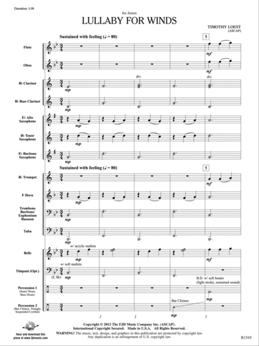 Lullaby for Winds: Score Concert Band scores gallery preview page 3