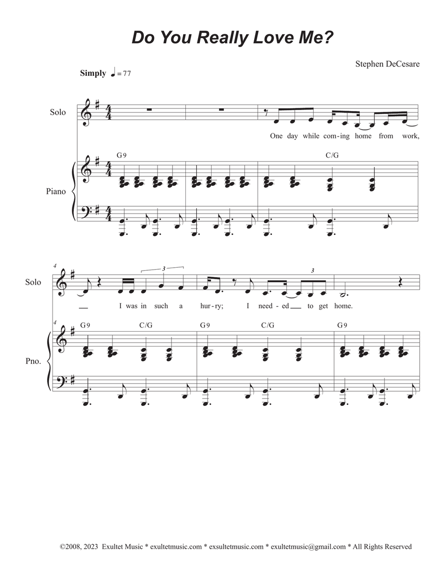 Do You Really Love Me? Tenor Voice scores gallery preview page 1