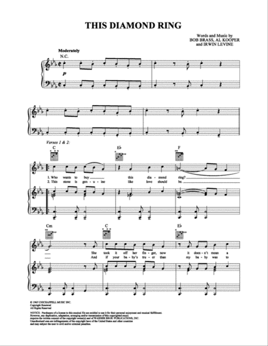 This Diamond Ring Piano, Vocal, Guitar scores gallery preview page 1