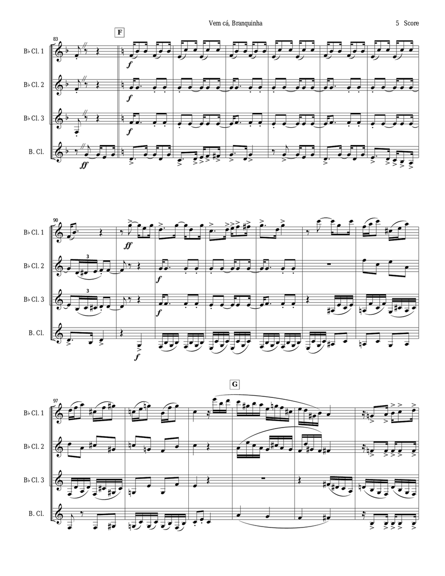 Clarinet quartet - Tango by Ernesto Nazareth Clarinet Quartet scores gallery preview page 5